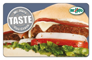 Mr.Hero logo, 'Taste', Sub Sandwhich over grey background